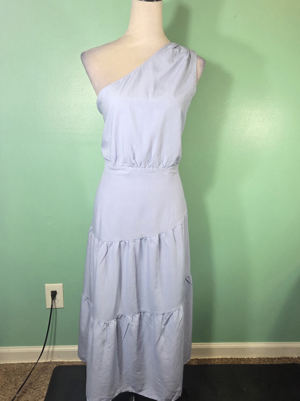One-Shoulder Light Blue Maxi Dress